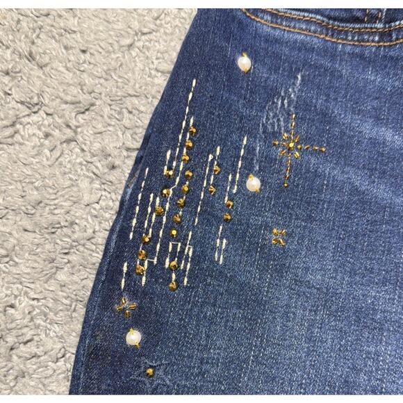 Chicos Celestial Cuff Embroidered Embellished Pull On Ankle Jeggings Sz 14R NWT - Picture 5 of 14